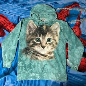 THE MOUNTAIN 2011 Tie Dye Cat Graphic Hoodie